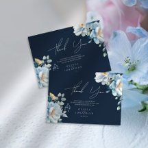 Casamento Floral de Inverno Azul de Aquarela
