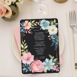 Cartão De Agradecimento Casamento Floral de Linda Colorida Aquarela