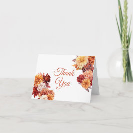 Cartão De Agradecimento Casamento Floral de Outono