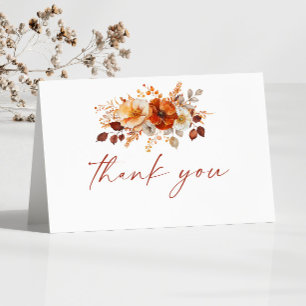 Cartão De Agradecimento Casamento Floral de Outono Elegante Rústico
