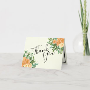 Cartão De Agradecimento Casamento Floral de Peach & Ivory Peony Rosa Obrig