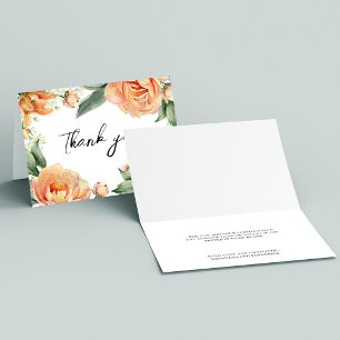 Cartão De Agradecimento Casamento Floral de Peach legante