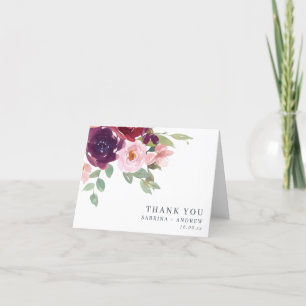 Cartão De Agradecimento Casamento Floral de Pluma e Blush