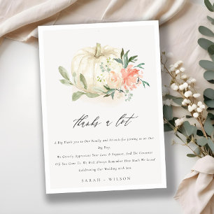 Cartão De Agradecimento Casamento Floral De Pumpkin Branco Pastel Blush