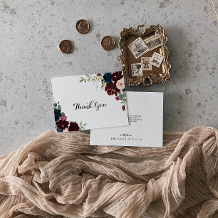 Cartão De Agradecimento Casamento Floral de Queda Ilustrada com Aquarela