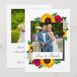 Cartão De Agradecimento Casamento Floral de Rosa Daisy Daisy