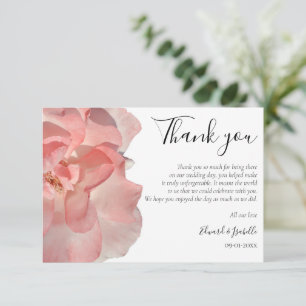 Cartão De Agradecimento Casamento Floral de Rosa Rosa Coral Elegante 