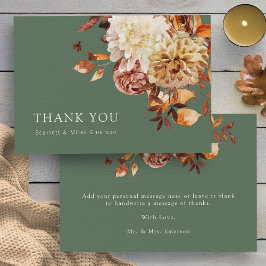 Cartão De Agradecimento Casamento Floral de Sage Fall Terracotta Watercolo