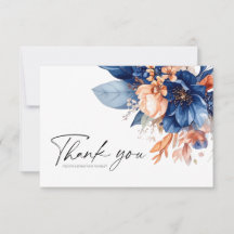 Casamento Floral de Terracota Azul Marinho Elegant