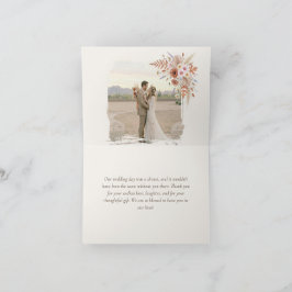 Cartão De Agradecimento Casamento Floral de Terracota Boho & Grama de Pamp