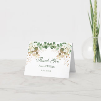 Cartão De Agradecimento Casamento Floral de Watercolor