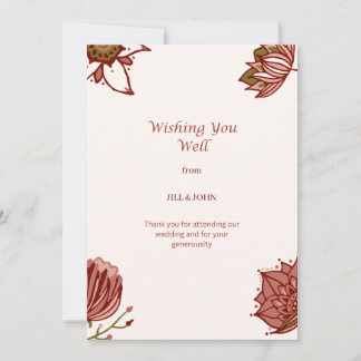Cartão De Agradecimento Casamento Floral Desejando-lhe Tudo de Bom