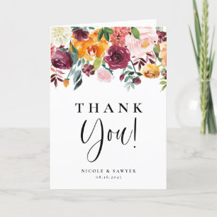 Cartão De Agradecimento Casamento Floral do Autumn Blooms