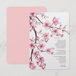 Cartão De Agradecimento Casamento Floral do Flor do Flor de Cereja Cor-de-