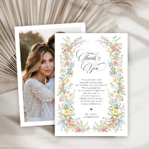 Cartão De Agradecimento Casamento Floral do Jardim do Primavera de Pastel 