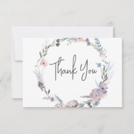 Cartão De Agradecimento Casamento Floral Dusty Purple & Blue Boho