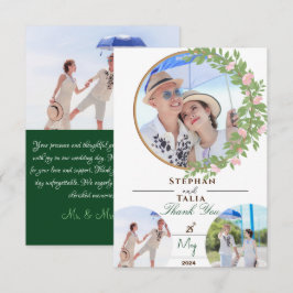 Cartão De Agradecimento Casamento Floral Elegância Encantado