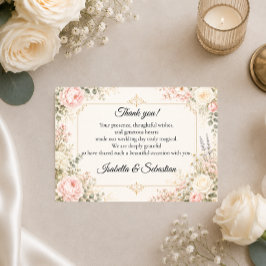Cartão De Agradecimento Casamento Floral Elegante