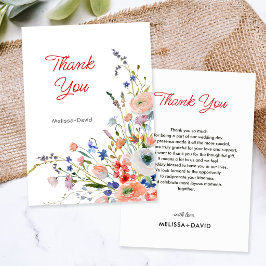 Cartão De Agradecimento Casamento Floral Elegante