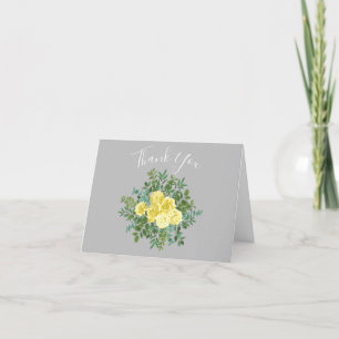 Cartão De Agradecimento Casamento Floral Elegante Da Vintagem Amarela E Ci