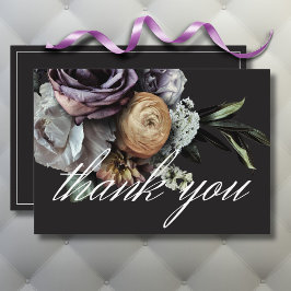 Cartão De Agradecimento Casamento Floral Elegante Moody Twilight Muted