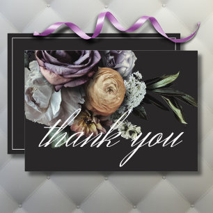 Cartão De Agradecimento Casamento Floral Elegante Moody Twilight Muted