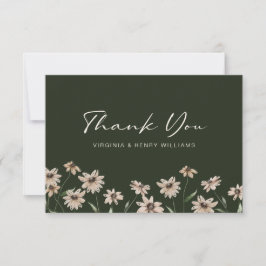 Cartão De Agradecimento Casamento Floral Elegante Verde