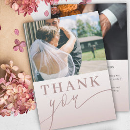 Cartão De Agradecimento Casamento Floral em Aquarela Rosa Moderna