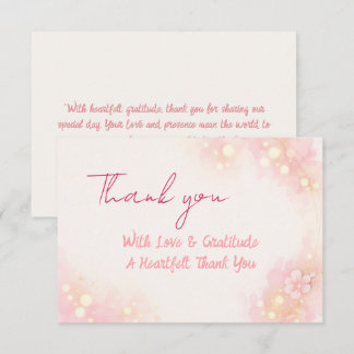 Cartão De Agradecimento Casamento Floral em Aquarela Rosa Sonho 