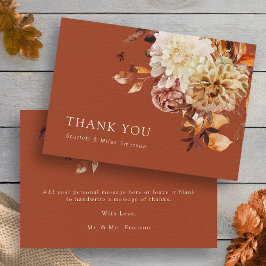 Cartão De Agradecimento Casamento Floral em Aquarela Terracota Copper Fall