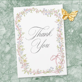 Cartão De Agradecimento Casamento Floral em Pastel Vitoriano Elegante
