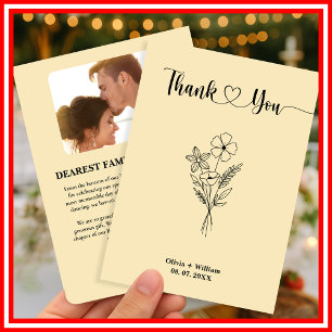 Cartão De Agradecimento Casamento Floral Foto de Flores Silvestres Amarelo