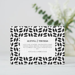 Cartão De Agradecimento Casamento floral geométrico preto e branco sofisti