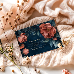 Cartão De Agradecimento Casamento Floral Gothic Moody