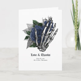Cartão De Agradecimento Casamento Floral Gótico Azul Marinho