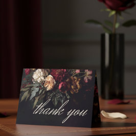 Cartão De Agradecimento Casamento Floral Gótico Sombrio Romântico