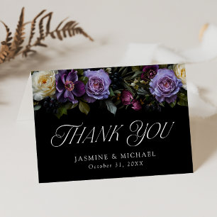 Cartão De Agradecimento Casamento Floral Gótico Temperamental