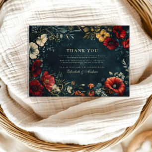 Cartão De Agradecimento Casamento Floral Gótico Vitoriano