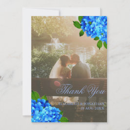 Cartão De Agradecimento Casamento Floral Hortênsia Azul