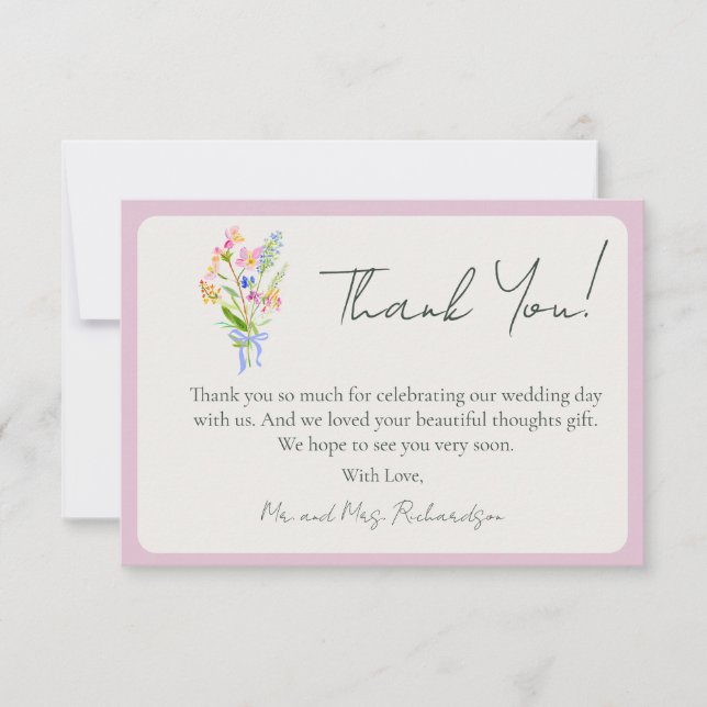 Cartão De Agradecimento Casamento Floral Jardim Romântico (Frente)
