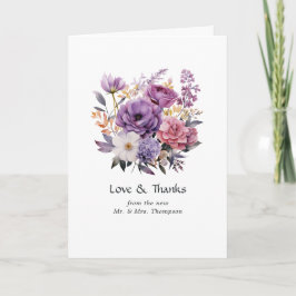 Cartão De Agradecimento Casamento Floral Lavanda Digital
