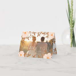 Cartão De Agradecimento Casamento Floral Moderno Aquarela Foto 