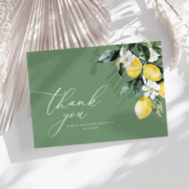 Cartão De Agradecimento Casamento Floral Moderno com Lemon Greenery