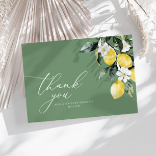Cartão De Agradecimento Casamento Floral Moderno com Lemon Greenery