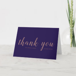 Cartão De Agradecimento Casamento floral moderno floral azul-de-cobre e me