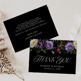 Cartão De Agradecimento Casamento Floral Moody Gothic