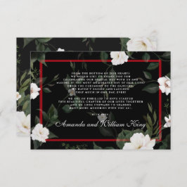Cartão De Agradecimento Casamento Floral Negro e Vermelho Elegante Obrigad