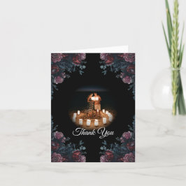 Cartão De Agradecimento Casamento Floral Negro Elegante Negro Gótico