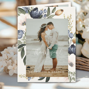 Cartão De Agradecimento Casamento Floral Obrigado 3 Fotos