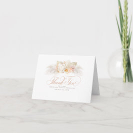 Cartão De Agradecimento Casamento Floral Pampas Grass Obrigado